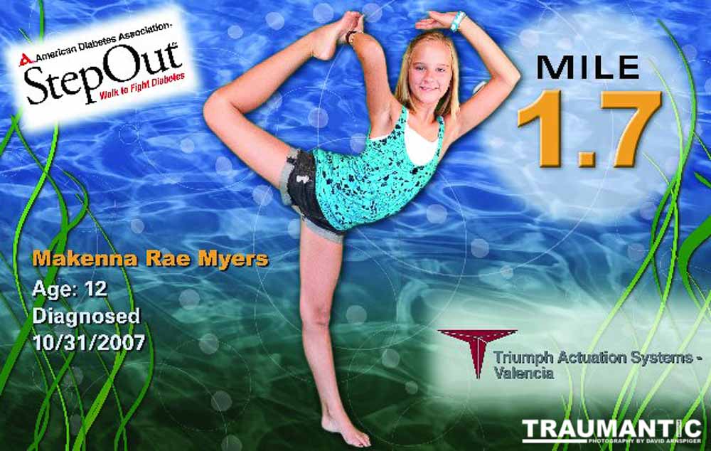 These are the original images and the final mile markers made from them for the 2010 Step Out: Walk To Stop Diabetes in Valencia, CA.  This was my first year shooting them.  It should be noted that the graphics work to create the mile markers was not done by me or my company.